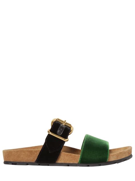 prada double strap velvet sandals